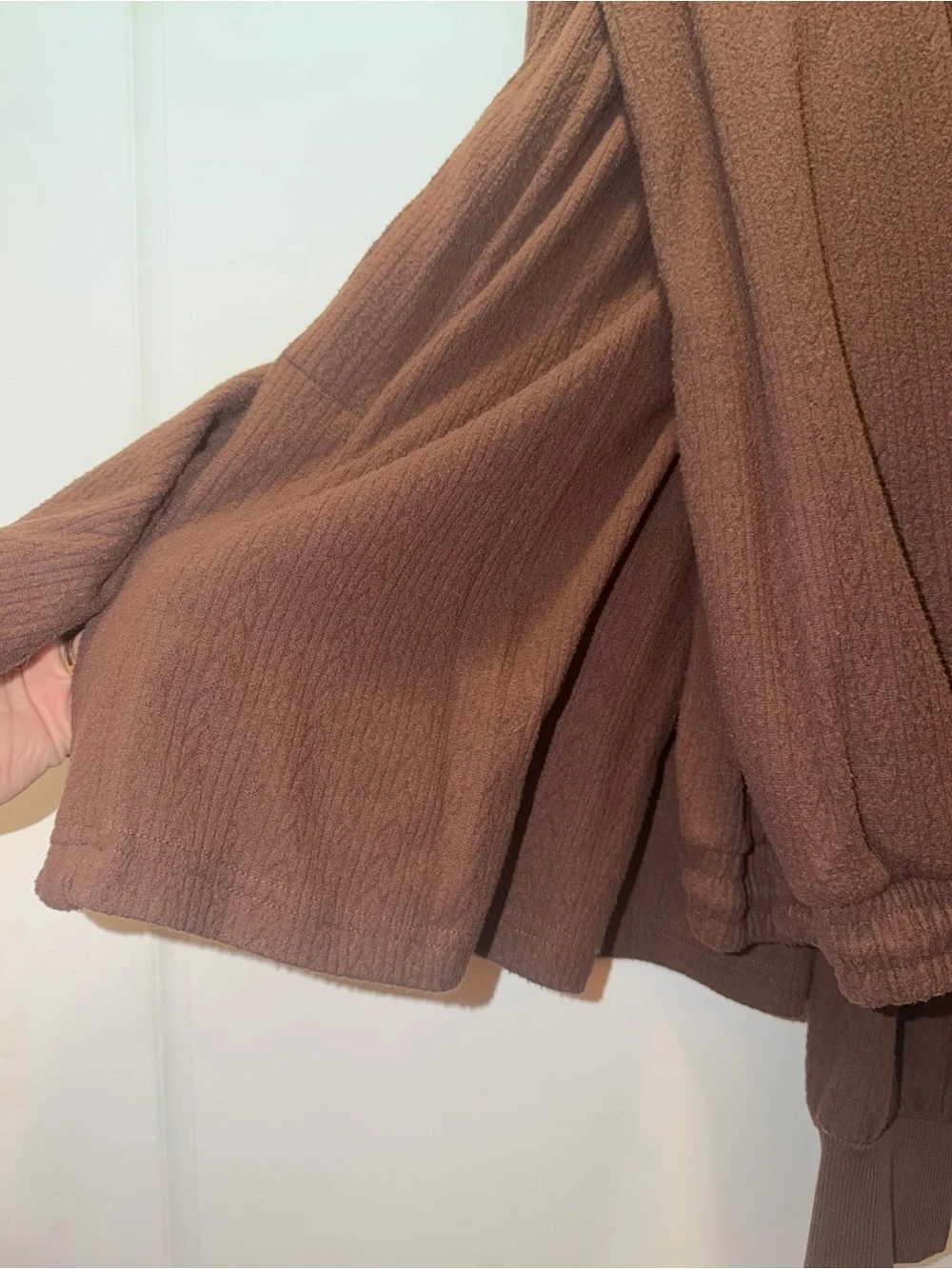 Adyson Parker Brown Ribbed Lounge Top & wide leg pant Set